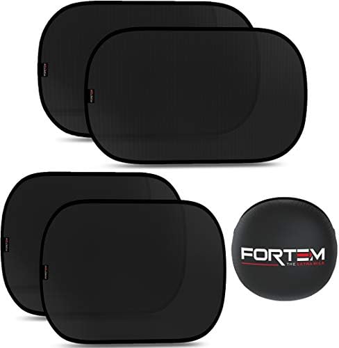 FORTEM - Car Shade 4 Pack - Side Window Sunshade - Cling Sun Reflector - Stick on Shade Perfect for Baby & Kids - Protects from 98% of Harmful UV Rays -2 Sizes 20"x13" & 17"x14"