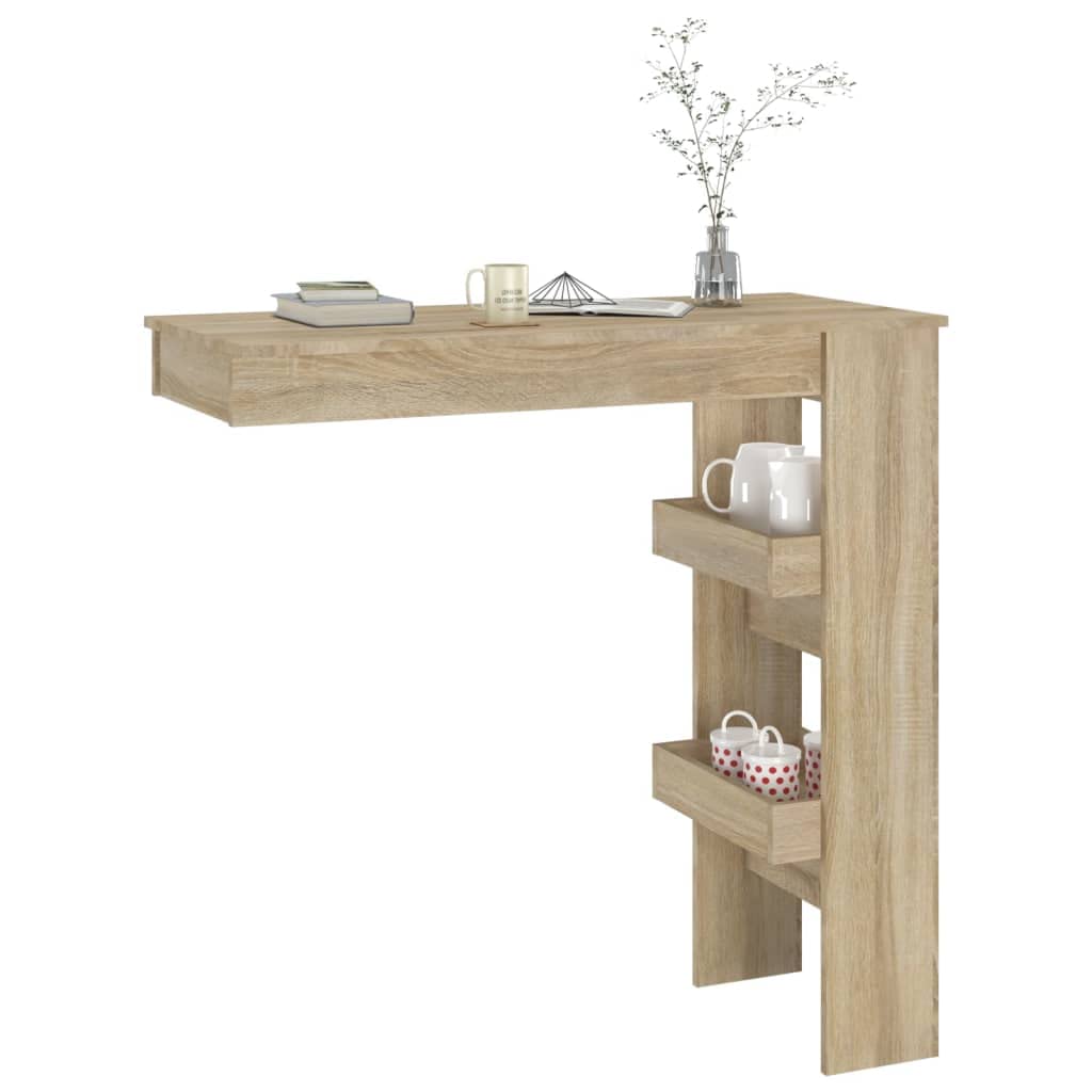 Mesa de pared de roble Sonoma, 102 x 45 x 103,5 cm, con espacio de almacenamiento para cocina, comedor, salón, ahorro de espacio, estable, moderno, rústico, para familia y loft