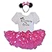 Birthday Girl T-Shirt with Polka Dot Tutu and Headband 3 PCs Set (Age 2, Fuchsia and White dots)