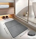 Stone Mat de bain, Diatomée Terre Mat de baignoire avec séchage rapide, pliable Quick Dry Tapis de bain en diatomite pour salle de bains, antidérapant, facile à nettoyer, 60cm x 40cm (Gris)