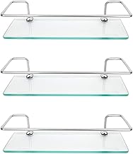 Kit 03 porta shampoo reto 30 cm prateleira vidro temp. 6mm