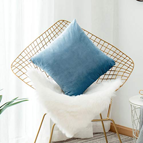 Home Brilliant Blue Throw Pillow Covers Square Euro Shams Cushion Cover Large Velvet Accent Cases For Couch Outdoor Baby Boy Girl, 24X24 Inch(60 Cm), Duck Egg Blue #TOP7