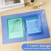 20 Stück Dokumententaschen A5 zum Abheften, 5 × 4 colors Wasserdichte Klarsichthüllen A5 Dokumentenmappe mit 7 Löchern und Klettverschluss, A5 Ordner Transparent für Dateien Karten Dokument – Ansicht 4