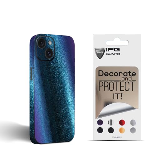 Vinilo premium de fibra de carbono 3D morado camaleón para iPhone 15