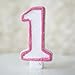 Number "1" Numerals Birthday Party Cake Candle - Glitter Pink & White