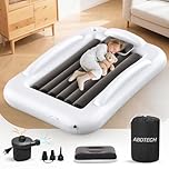 Inflatable Toddler Travel Bed Toddler Blow Up Bed Portable Toddler Bed with Safety Sides Baby Air Mattress with High-Speed Pump for Inddor Vacation Camping and Sleepover