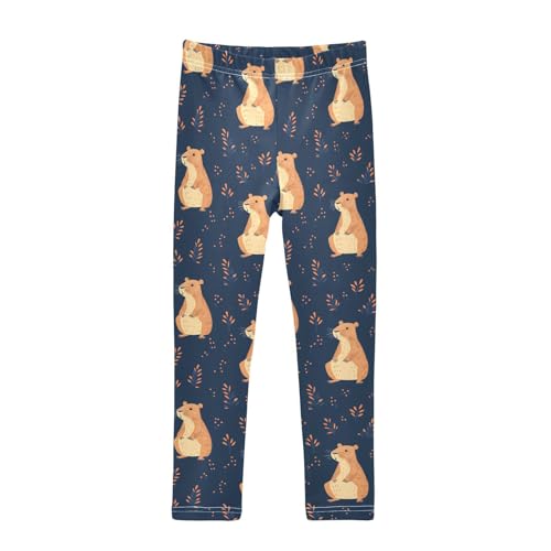 Leaf Capybara Animals Girls Casual Leggings for Kids Printed Long Pant Bottoms Stretch and Soft
