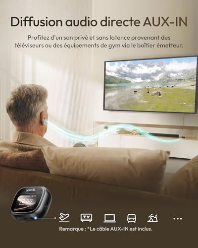 Wave Amplificateur Sonore Bluetooth, Boîtier à Écran Tactile, Contrôle via App, Entrée AUX, Rechargeable, Idéal pour la TV et les Appels, Minuit – vue 4