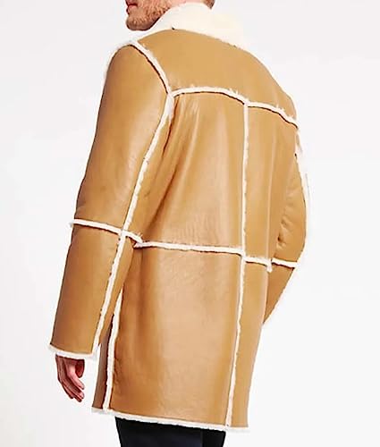 Shearling Brown Leather Coat Genuine Sheepskin Leather Coat with Artificial Fur B3 Bomber Leather Coat Aviator Coat for Men3