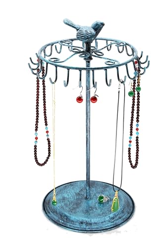 Bird Rotating Necklace Holder Bracelet Stand/Jewelry Organizer/Jewelry Tree, Turquoise