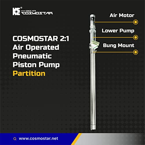 Cosmostar 1:1 Air Operated Pneumatic Piston Pump For 55 Gallon Drum Teflon Packing Oil Chemical Transfer Pumps #TOP3