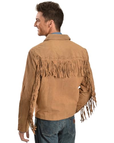 Image of Scully Men's Fringed Suede Leather Short Jacket Bourbon X- US