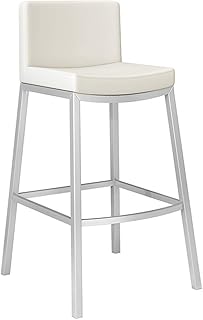 xxz Taburetes de Bar para cocinas Taburete Alto 29.9 '' Patas de Metal cuadradas Taburetes de Bar Silla nórdica Asiento de Cuero Artificial Adecuado para sillas de Cocina de Desayuno