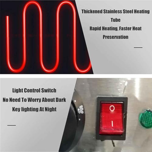 Kommerzielle Vitrine für Lebensmittel, 1000 W, elektrisch beheizte Glastheke mit Temperaturregelung, ideal für Kantinen, Cafés und Fast-Food-Restaurants 3 Kommerzielle Vitrine für Lebensmittel, 1000 W, elektrisch beheizte Glastheke mit Temperaturregelung, ideal für Kantinen, Cafés und Fast-Food-Restaurants