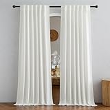 NICETOWN Linen Sheer Ivory Curtains 84 inches Long, Rod Pocket & Back Tab Faux Linen Semi Sheer Window Treatments Privacy with Light Filtering for Bedroom/Living Room, W52 x L84, 2 Panels