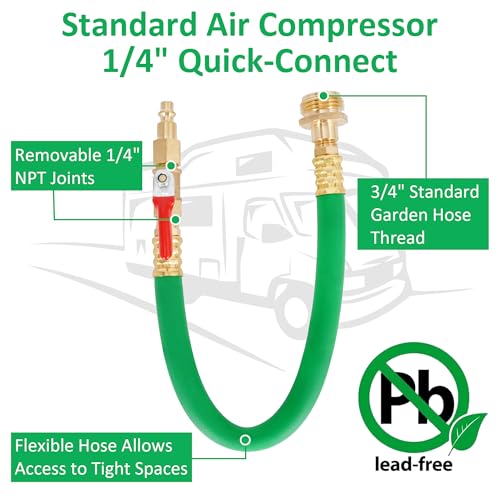 Image of RV Winterizing Kit Fit for Motorhome Boat Camper and Travel Trailer with Sprinkler Blowout Adapter, Air Compressor Quick Connect Kit for Winterize Sprinkler System RV (Lead-Free Brass)