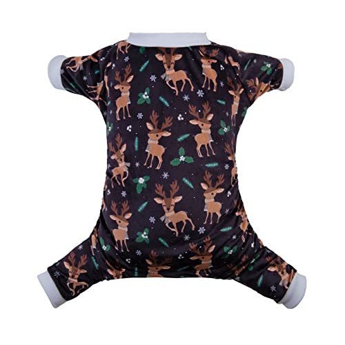 Image of CuteBone Soft & Stretchy Dog Christmas Pajamas - Cozy Pet Jammies Breathable Jumpsuit for Small Dogs - All-Season Comfy Outfit Easy-On Pullover Design - Keeps Pets Warm & Comfortable P256M