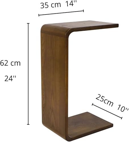 Miniatura 2 de COZYMATIC Carlisha - Mesa auxiliar en forma de C, mesa auxiliar con marco de madera maciza para sala de estar, mesa auxiliar para dormitorio, color