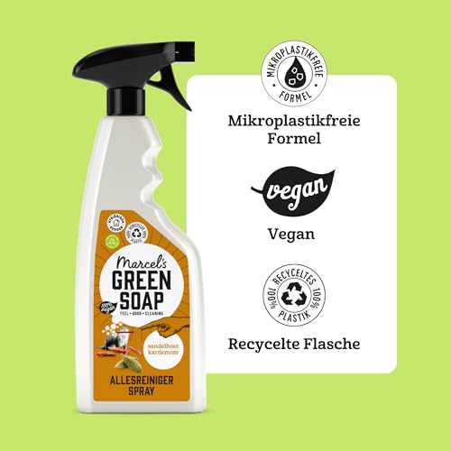 Marcel's Green Soap – Allzweckreiniger Spray Sandelholz & Kardamom – Reinigungsspray – Mikroplastikfreie Formel – Vegan – 100% recycelte Plastikflasche - Nachfüllbar – 500 ml