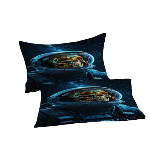 Housse de couette astronaute squelette 200x200 parure lit microfibre fermeture éclair - 7