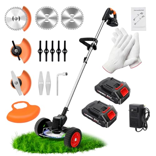 GARDKUNFU 21V Electric Weed Wacker, Cordless Grass Trimmer with 2 Batteries & Charger, 3 in 1...