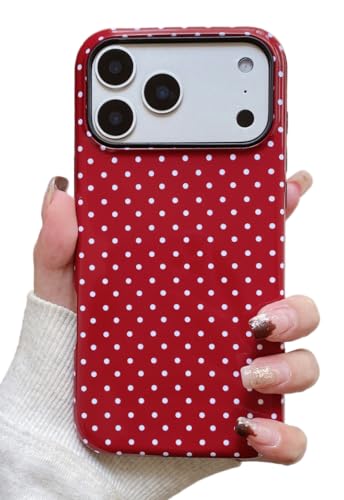 Coque iPhone 17 Pro Max à pois pour femmes style bordeaux chic