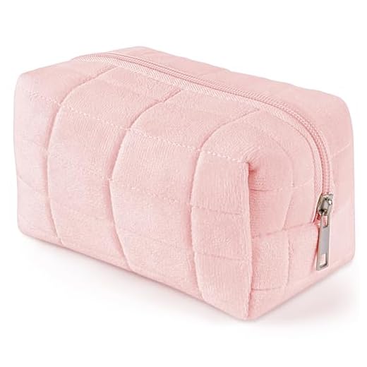 Aucuu Bolsa de Maquillaje de Felpa, Neceser de Viaje para Mujers, Bolsa de Aseo Portátil de Gran Capacidad, Bolsa de Almacenamiento de Brochas de Maquillaje, para Mujeres y Niñas - Rosa