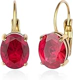 TaYolnFaSo Cut-Oval Ruby Leverback Earring for Women Oval Red CZ Hanging Lever Drop Earring July Birthstone Gift Ruby Jewelry Gift for Wife Mother Girlfriend Daughter