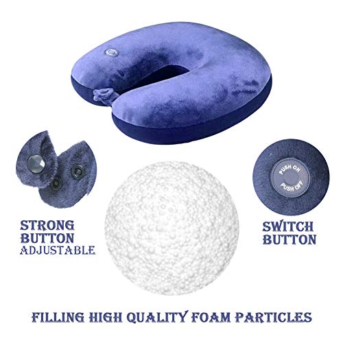 Hooshing Vibrating Neck Pillow Massage Therapy For Traveling Home Rest Portable Neck Pillows For Pain Relief Best Gift For Parents, Deep Blue #TOP1