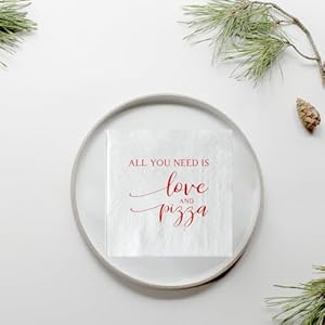 50 Pcs Wedding Napkins Red Foil "All You Need is Love and Pizza" Paper Cocktail Napkins Bar Berverage Napkins for Engagement Rehearsal Dinner Luncheon Dinner Party Decorations 3-Ply 50 Pcs Wedding Napkins Red Foil All You Need is Love and Pizza Paper Cocktail Napkins Bar Berverage Napkins for Engagement Rehearsal Dinner Luncheon Dinner Party Decorations 3 Ply