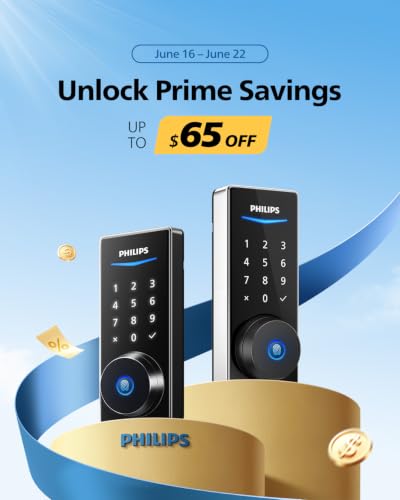 Philips Built-in WiFi Smart Lock, Keyless Entry Door Lock with App, Touchscreen, Fingerprint Door Lock — Compatible with Alexa & Google, Splash-Proof Design, Includes 8 Batteries, Black - Image 3