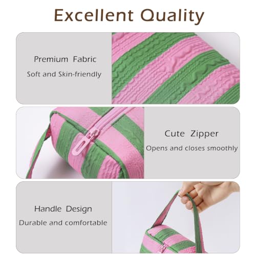 Image of RSRSLEII Striped Hair Tools Travel Bag,Hair Styling Accessories Storage Case for Shark FlexStyle,Dyson Airwrap Hair Dryer,Curling Iron,Straightener,Revlon Hair Tools,Portable&Foldable(14Green&Pink)