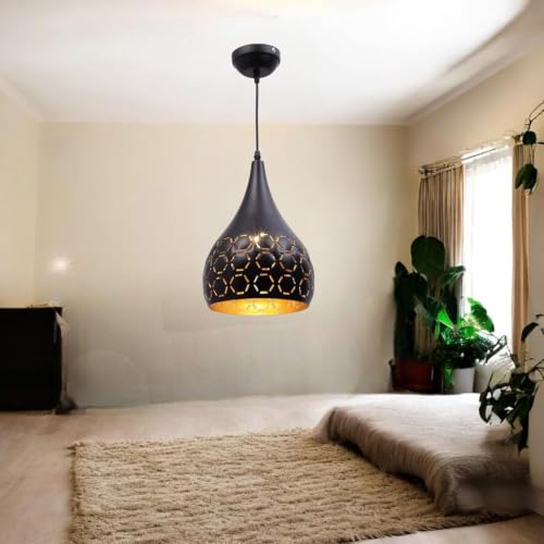 Image of GreyWings Modern Black Dome Laser Cut Hanging Pendant Light for Ceiling - Aluminium, Drop, Antique Decor,(Bulb is not Included) Big Pack of 4