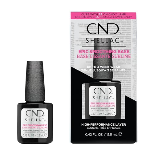 CND SHELLAC Epic Smoothing Gel Nail Base Coat, Strengthening Formula for Long Lasting Wear, 10x Thicker Appearance than Original, 0.42 fl oz