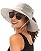 FURTALK Womens Sun Hat Beach Summer Wide Brim UPF 50+ Outdoor Protection Foldable Lightweight Ponytail Bucket Hat Beige, One Size