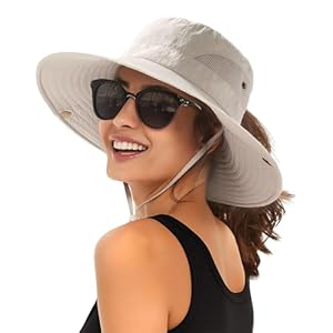 FURTALK Womens Sun Hat with Ponytail Hole Beach Hiking Summer Wide Brim UPF 80+ Outdoor Protection Foldable Bucket Hat