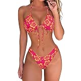 RUUHEE Women String Brazilian Bikini Set Wrap Push Up Halter Neck 2 Piece Thong Sexy Swimsuits(Mediu