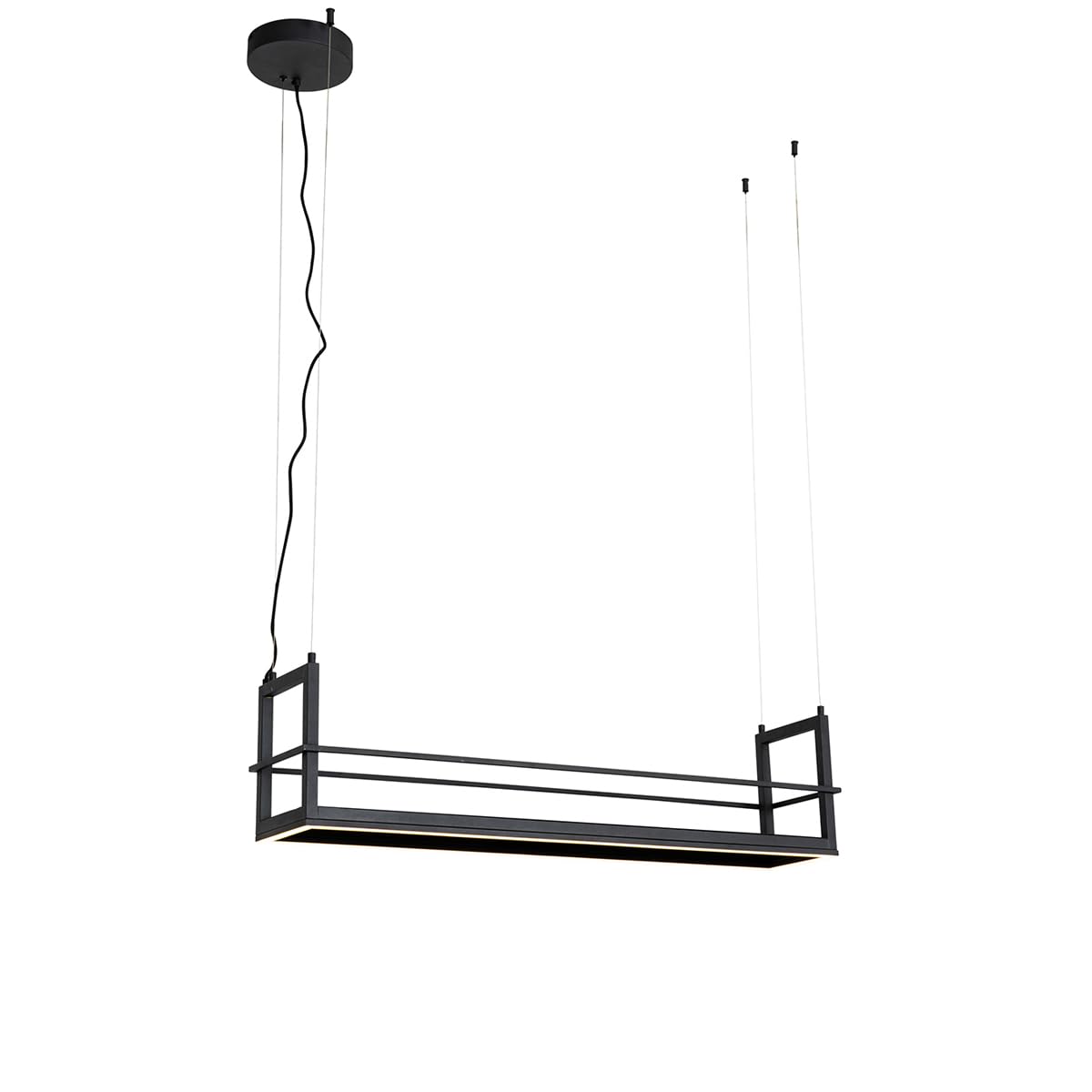 Qazqa led industrial lámpara colgante negro rectangular 102 cm Cage