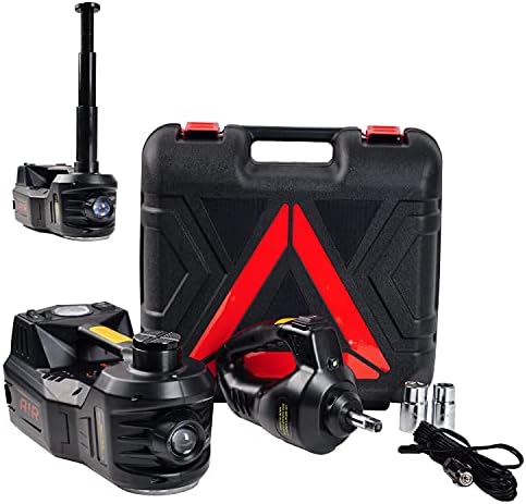 ROGTZ Electric Car Jack kit 5 Ton 12V Car Jack Hydraulic Jack with Impact Wrench and Tire Inflator Pump, Car Lift Floor Jack for SUV Sedans Tire Change with LED Light (Black)