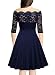 Miusol Elegante Floral Encaje Slim Fiesta Vestido para Mujer Azul Small