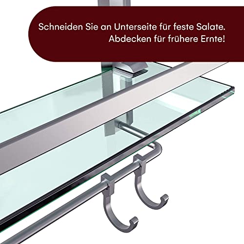 Vdomus Glass Bathroom Wall Organizer Shelf, 2-Tier Glass Shelf With Integrated Towel Bar Wall Mounted Shower Storage 15.2 By 5 Inches, Brushed Silver Finish (2 Tier Glass Shelf) #TOP4