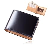 [フライングホース] 二つ折り財布 名入れ刻印無料 コードバン レザー使用 財布 メンズ (ネイビー)