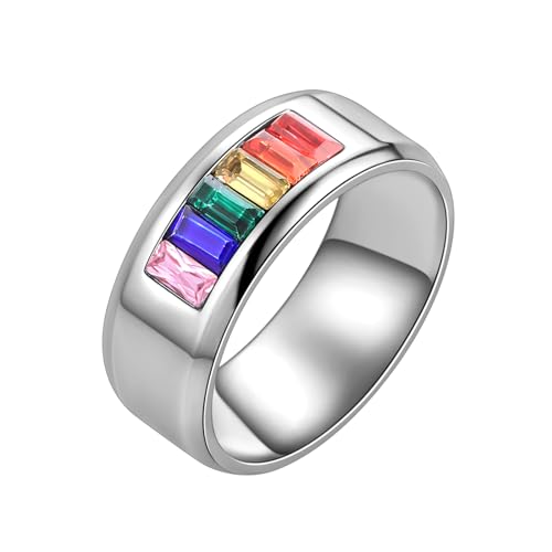 Bague arc-en-ciel LGBT Hipunk en acier, un symbole d'amour universel et de tolérance