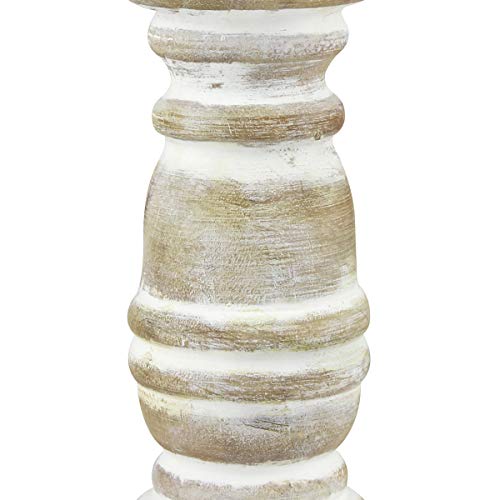 Stonebriar Decorative Worn White Wooden Pillar Candle Holder, Coastal Home Decor, Ocean Inspired Designs for Wedding Decorations, Parties, or Everyday Home, Large 8 Inch by Stonebriar - Image 4