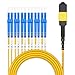 AMPCOM MPO to LC Breakout Cable 9/125μm Singlemode OS1/OS2(12 Fiber, MPO to LC, Type B, LSZH/Riser, UPC, Yellow) 3m (9ft)