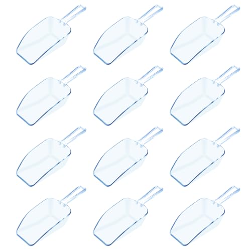 12 Pcs Blue Plastic Ice Scoop, Medium Multi Purpose Plastic Ice Scoop Sets, Ices Cube Scoops for Freezer Ices Machine Dry Goods Canisters Candy Buffet Kitchen Food Coffee Wedding Desserts（6.7 Inch）