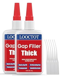LOOCTOT 60g(2.12 oz) Gap Filler Thick Super Glue Premium Adhesive,CA Glue for Woodworking, Woodturning, Hobby Models, Glass, Plastic, Rubber, Metal.Quick-Dry Waterproof Clear