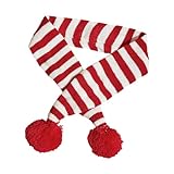 Leefasy Dog Winter Knitted Scarf, Dog Christmas Scarf, Xmas Cute Decorate Gift, Mini Animal Scarf Christmas Dog Cat Santa Scarf, S White Red Stripe