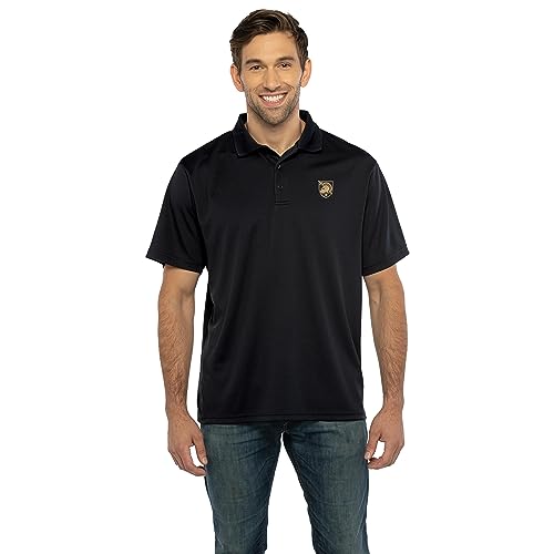Vantage Apparel Men's Collegiate Polyester Mesh Team Icon Polo, Army Black Knights, Black, Small