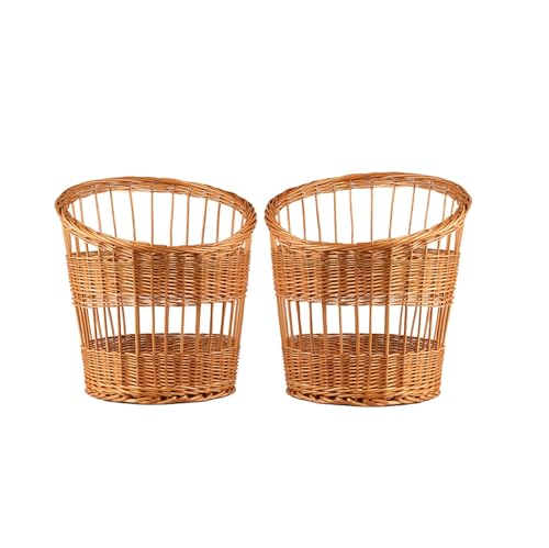 e-wicker24 Alles aus Weide Juego de 2 cestas de mimbre, cesta de panadería, cesta de pan, cesta para servir, soporte para pan, panera de mimbre natural (perforado)